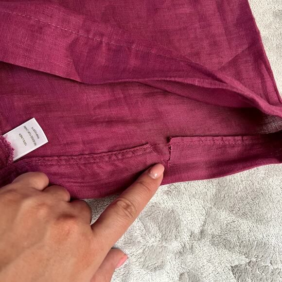 Garnet Hill Woman size‎ S 100% Linen Oversized Shift Dress Ruffle Tie Breathable - Picture 10 of 11